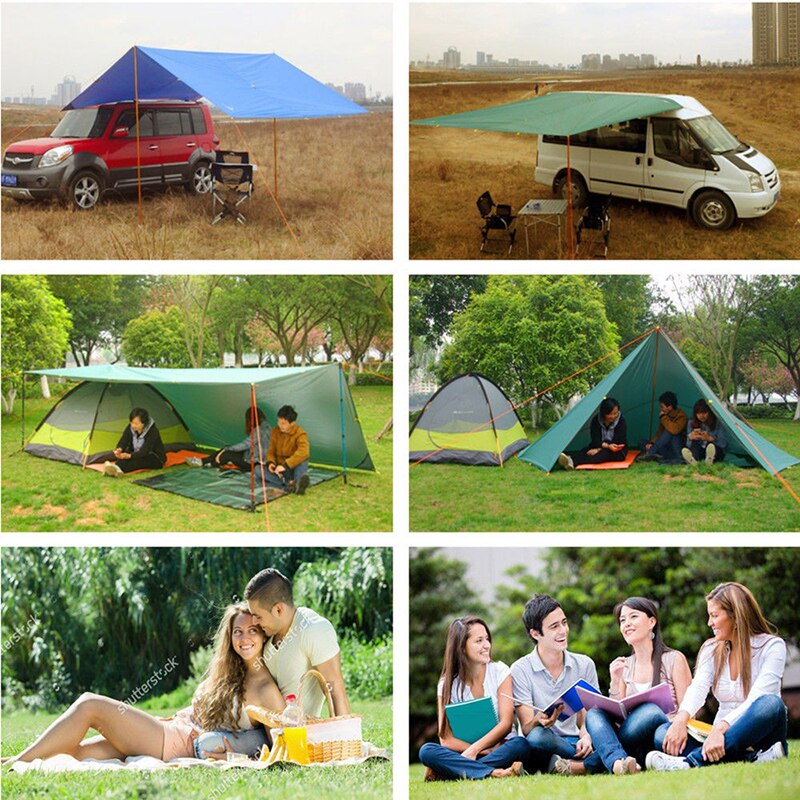 Cheap Goat Tents Awning Camping Tent Tarp Shade Awning Sun Shade Rain Shelter Moisture Proof Picnic Mat Outdoor Camping  Tourist Tents 